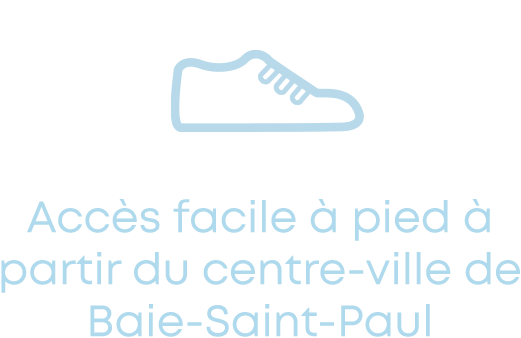 Accès facile à pied à partir du centre-ville de Baie-Saint-Paul